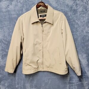 Claiborne Poly Tech Bomber Jacket‎ Beige XL Zip Front Full Zip Lightweight  Mens